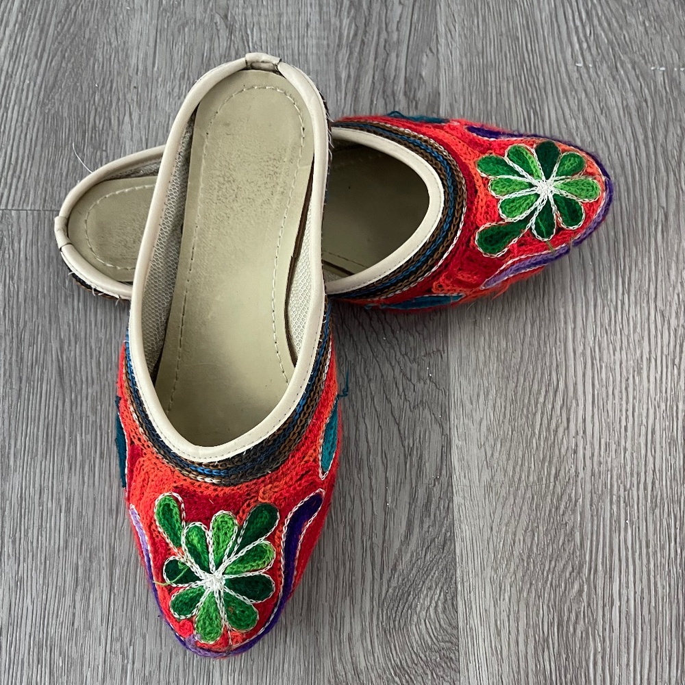 Embroidered Slip on Mules